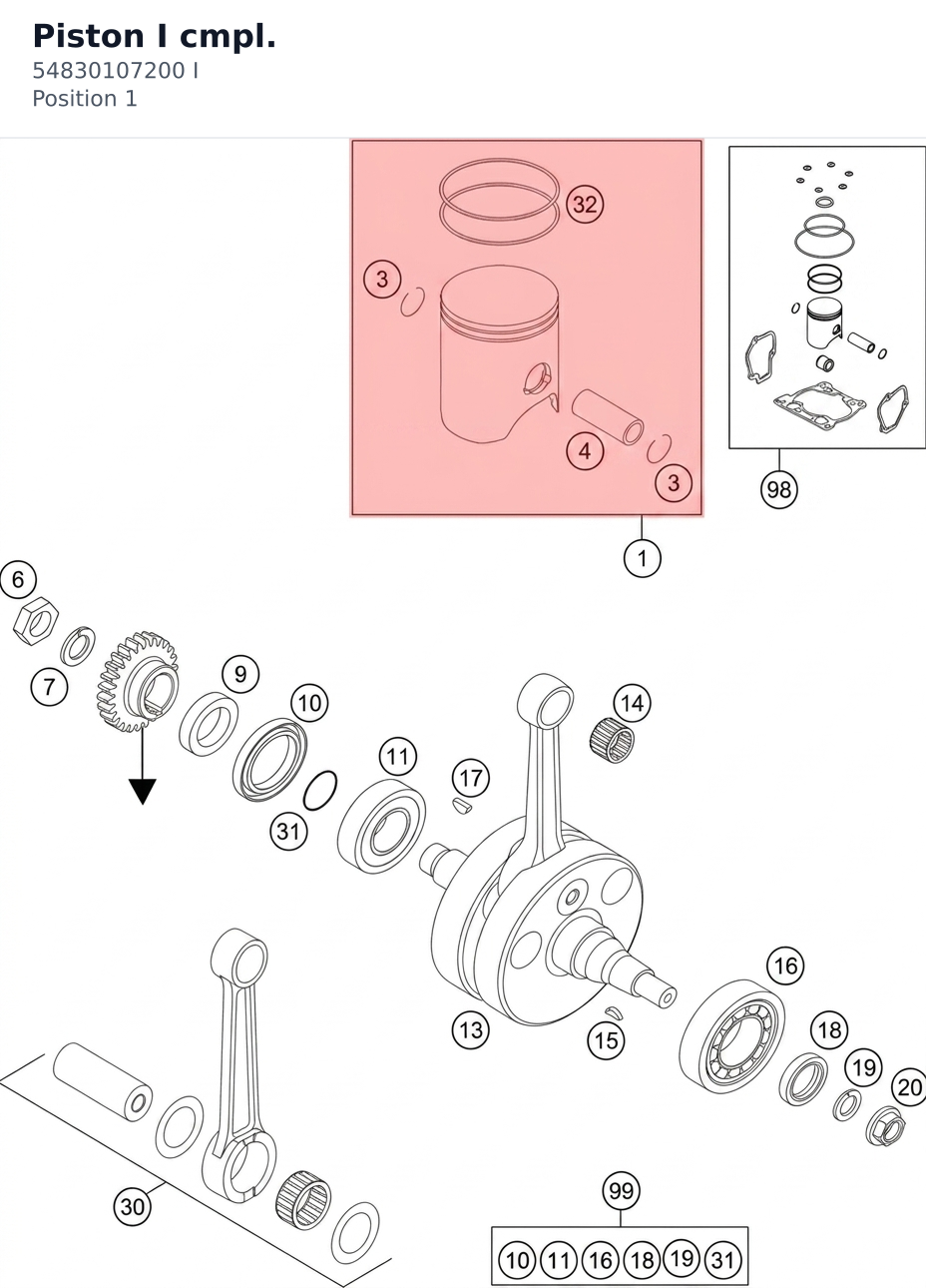 Diagram preview: Piston I cmpl. (54830107200 I)