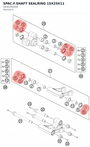 Diagram preview: SPAC.F.SHAFT SEALRING 15X25X11 (58303090000)