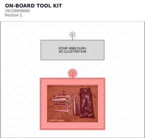Diagram preview: ON-BOARD TOOL KIT (76729099000)