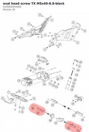 Diagram preview: oval head screw TX M5x40-8.8-black (0145830504000)
