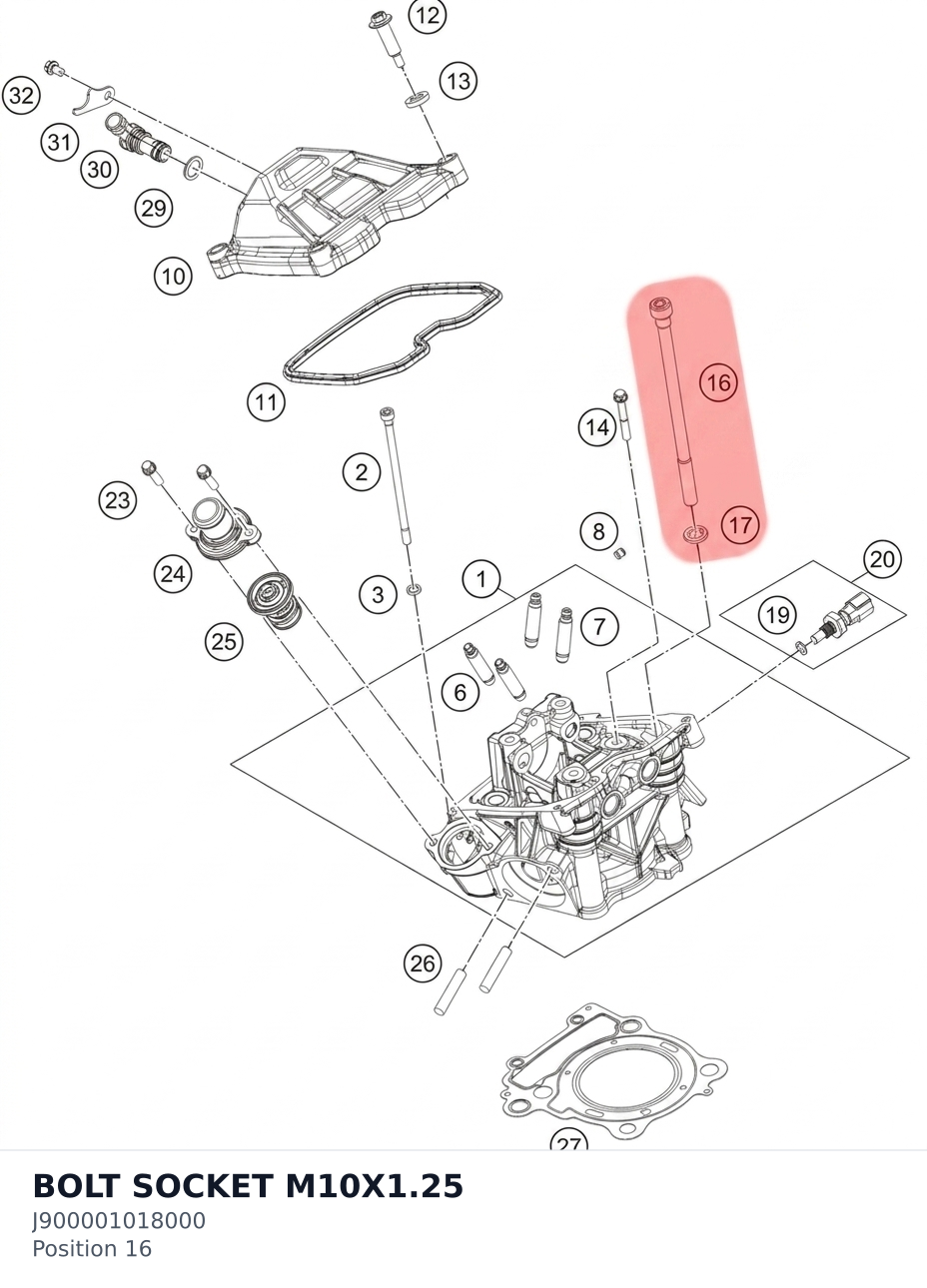 Diagram preview: BOLT SOCKET M10X1.25 (J900001018000)