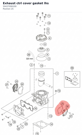 Diagram preview: Exhaust ctrl cover gasket lhs (50437006100)