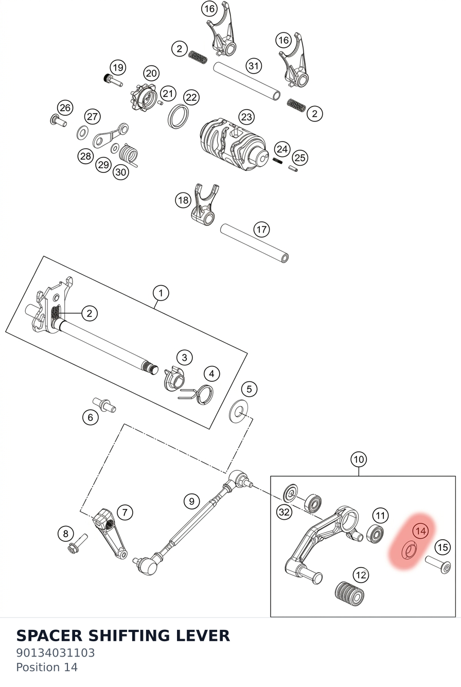 Diagram preview: SPACER SHIFTING LEVER (90134031103)