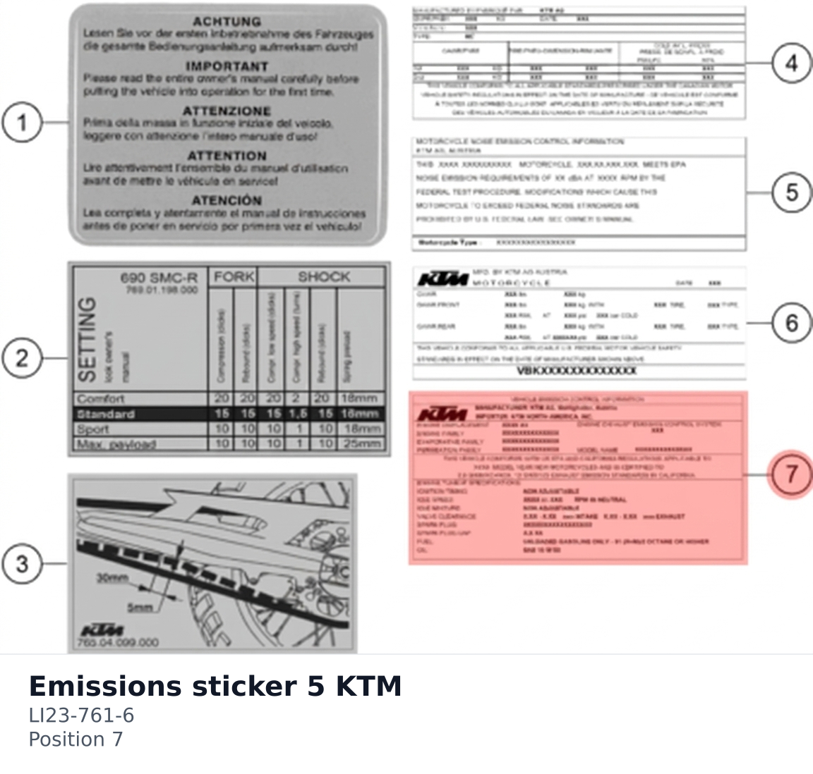Diagram preview: Emissions sticker 5 KTM (LI23-761-6)