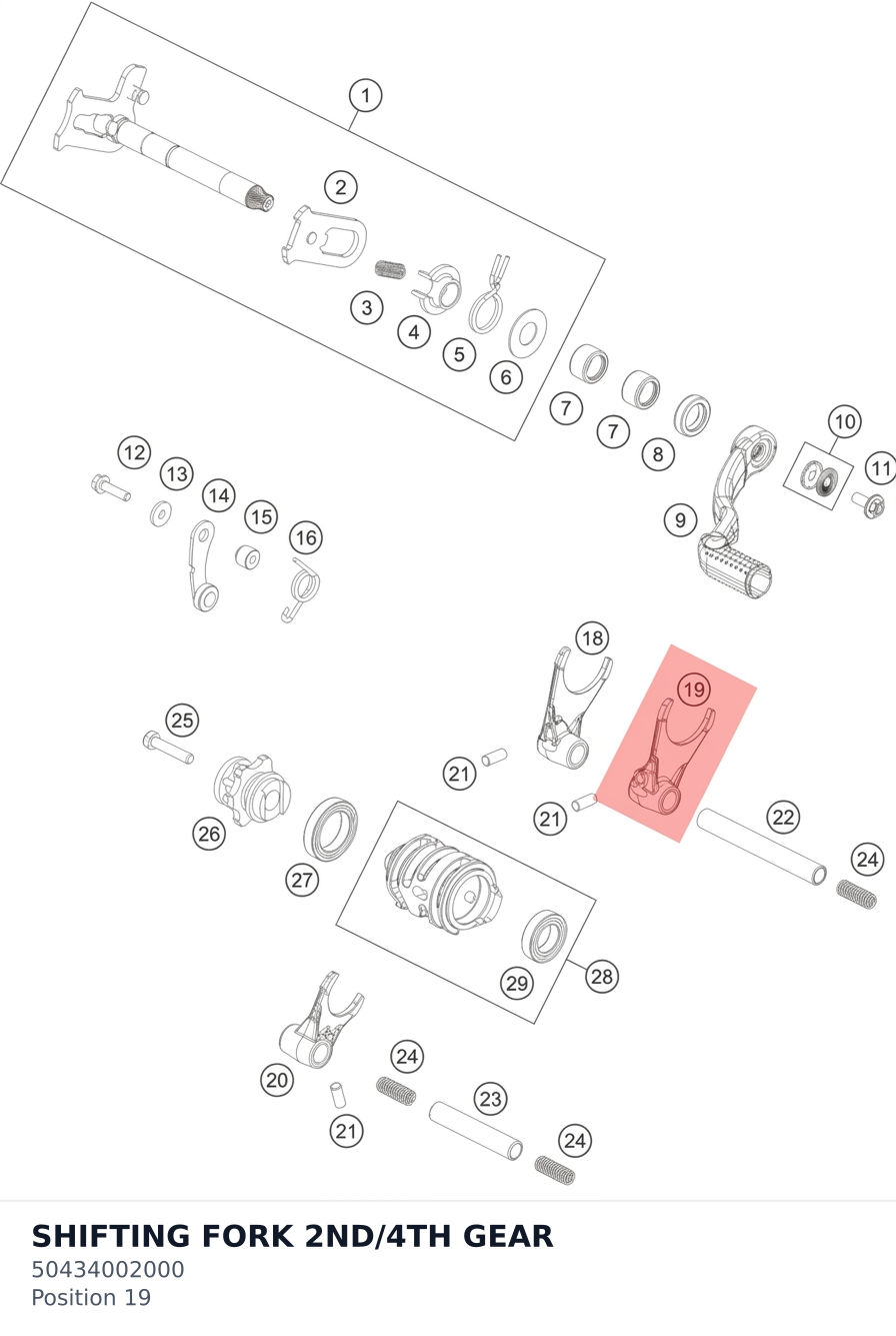 Diagram preview: SHIFTING FORK 2ND/4TH GEAR (50434002000)