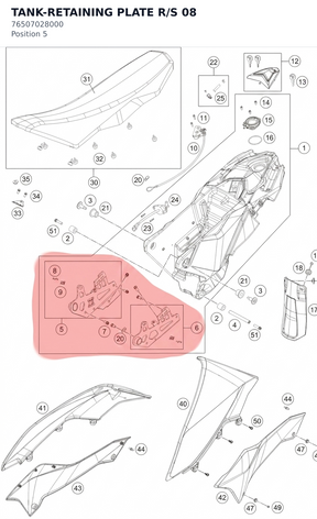 Diagram preview: TANK-RETAINING PLATE R/S    08 (76507028000)