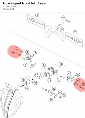 Diagram preview: turn signal front left / rear (61714130000)