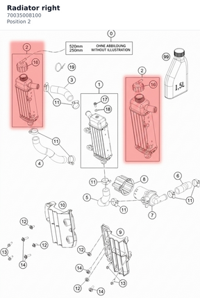 Diagram preview: Radiator right (70035008100)