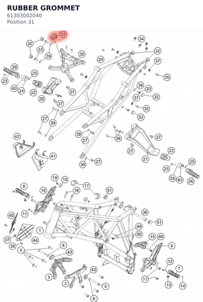 Diagram preview: RUBBER GROMMET (61303002040)