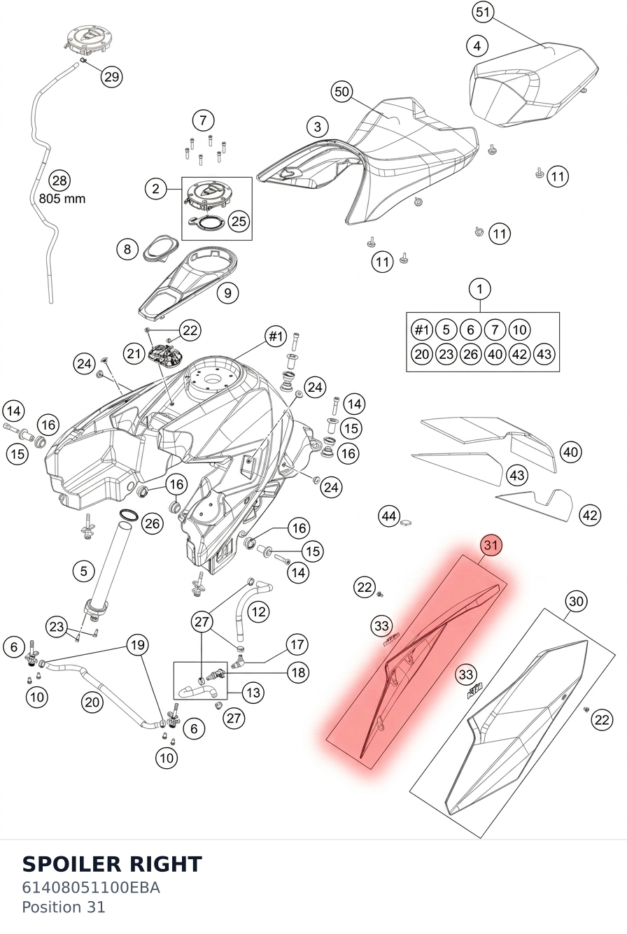 Diagram preview: SPOILER RIGHT (61408051100EBA)