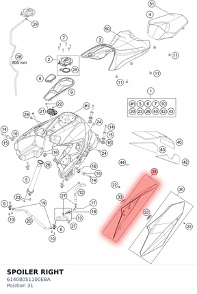 Diagram preview: SPOILER RIGHT (61408051100EBA)