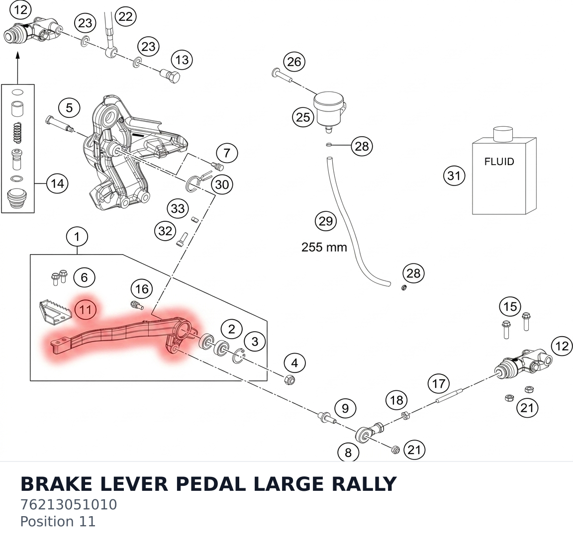 Diagram preview: BRAKE LEVER PEDAL LARGE RALLY (76213051010)