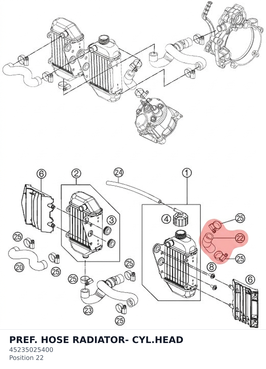 Diagram preview: PREF. HOSE  RADIATOR- CYL.HEAD (45235025400)