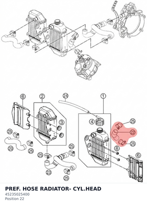 Diagram preview: PREF. HOSE  RADIATOR- CYL.HEAD (45235025400)