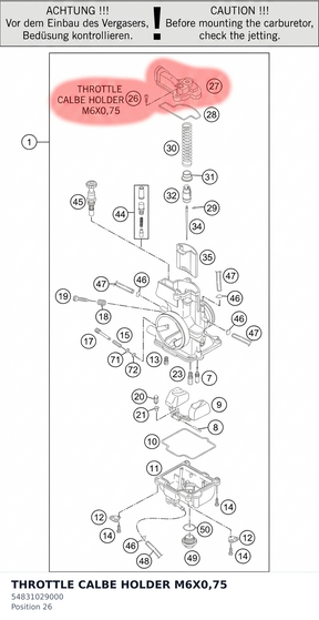 Diagram preview: THROTTLE CALBE HOLDER M6X0,75 (54831029000)