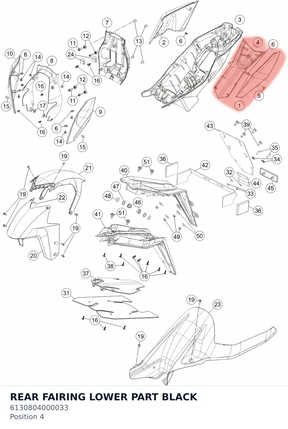 Diagram preview: REAR FAIRING LOWER PART BLACK (6130804000033)