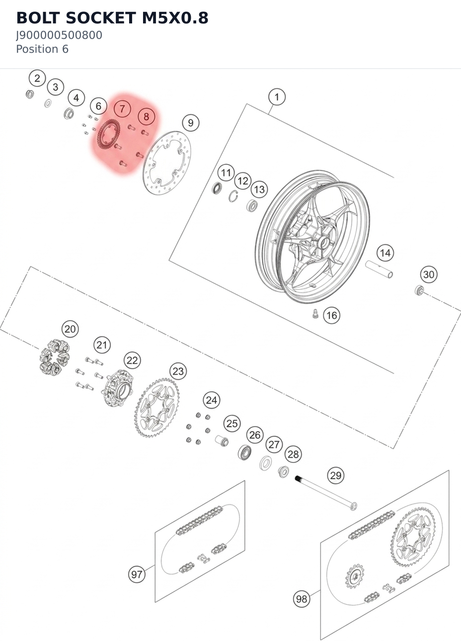 Diagram preview: BOLT SOCKET M5X0.8 (J900000500800)