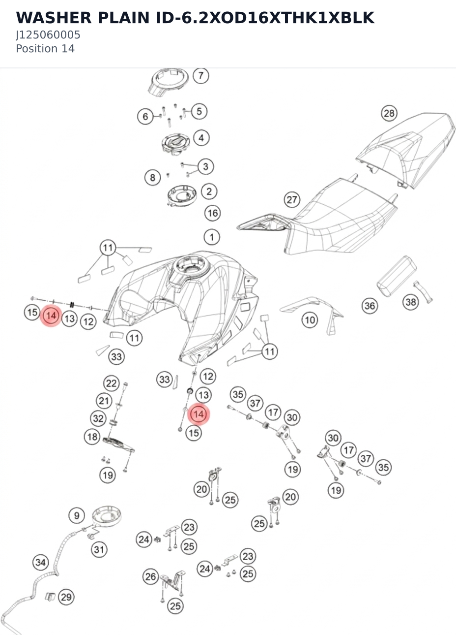 Diagram preview: WASHER PLAIN ID-6.2XOD16XTHK1XBLK (J125060005)