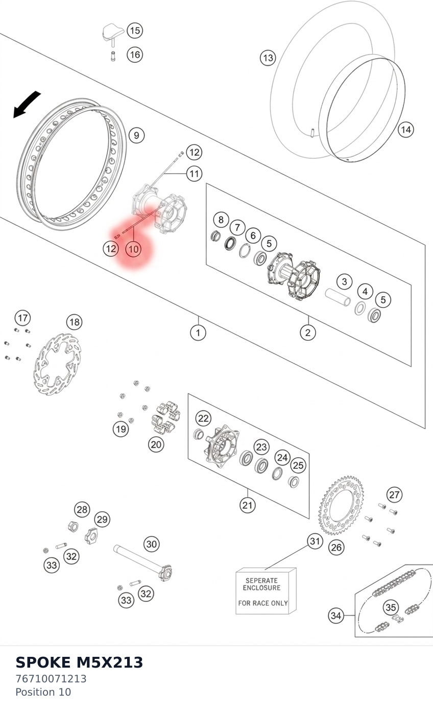 Diagram preview: SPOKE M5X213 (76710071213)