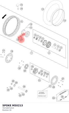 Diagram preview: SPOKE M5X213 (76710071213)