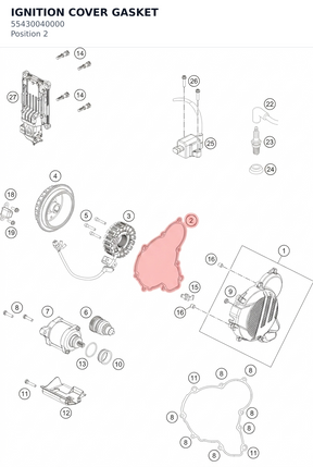 Diagram preview: IGNITION COVER GASKET (55430040000)
