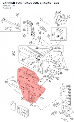 Diagram preview: CARRIER FOR ROADBOOK BRACKET ZSB (76712091100)
