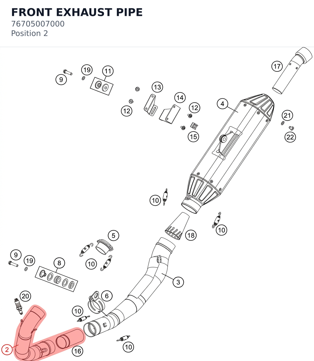 Diagram preview: FRONT EXHAUST PIPE (76705007000)