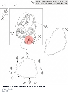 Diagram preview: SHAFT SEAL RING 17X28X6 FKM (0760172861)