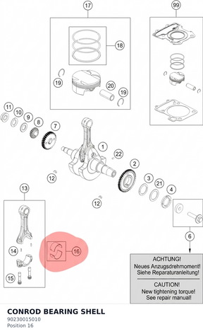Diagram preview: CONROD BEARING SHELL (90230015010)