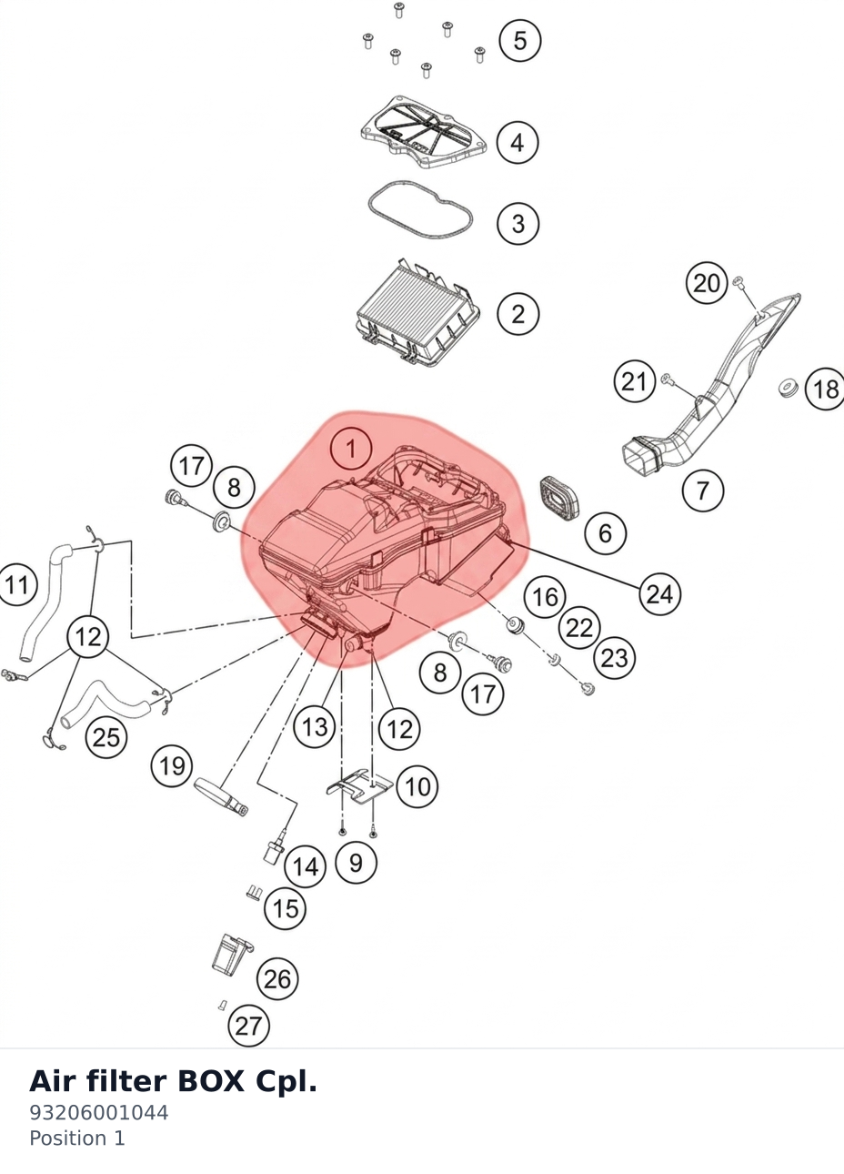 Diagram preview: Air filter BOX Cpl. (93206001044)