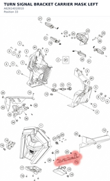 Diagram preview: TURN SIGNAL BRACKET CARRIER MASK LEFT (A62614010010)