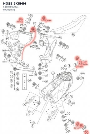 Diagram preview: HOSE 5X8MM (58507007001)