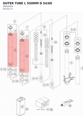 Diagram preview: OUTER TUBE L 550MM D 54/60 (48600484)