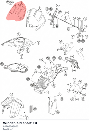 Diagram preview: Windshield short EU (60708208000)