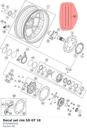 Diagram preview: Decal set rim SD GT 18 (61409098100)