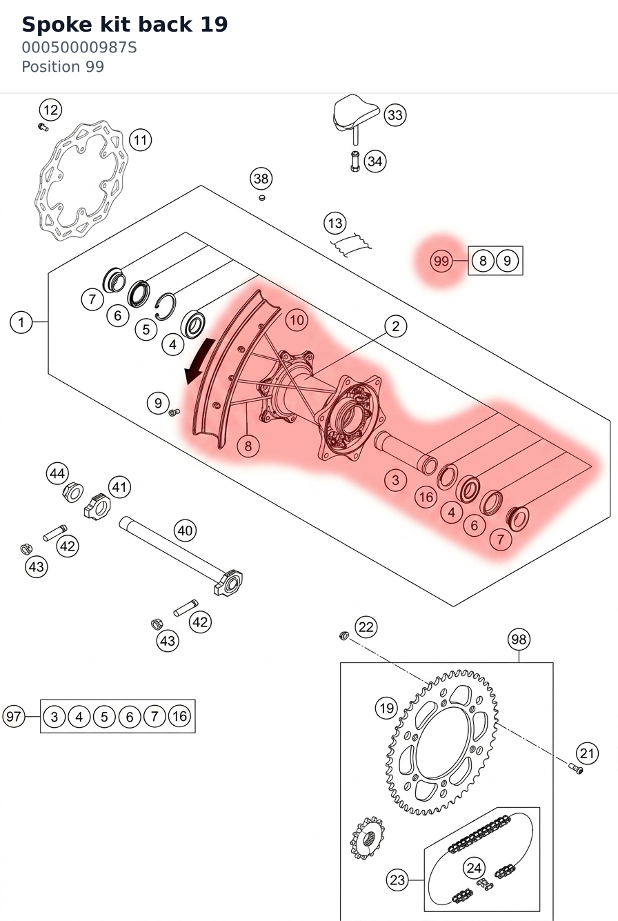 Diagram preview: Spoke kit back 19 (00050000987S)