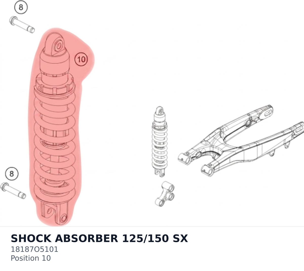Diagram preview: SHOCK ABSORBER 125/150 SX (18187O5101)
