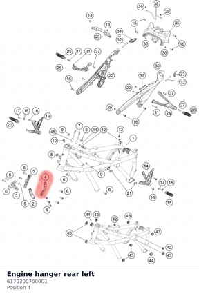 Diagram preview: Engine hanger rear left (61703007000C1)