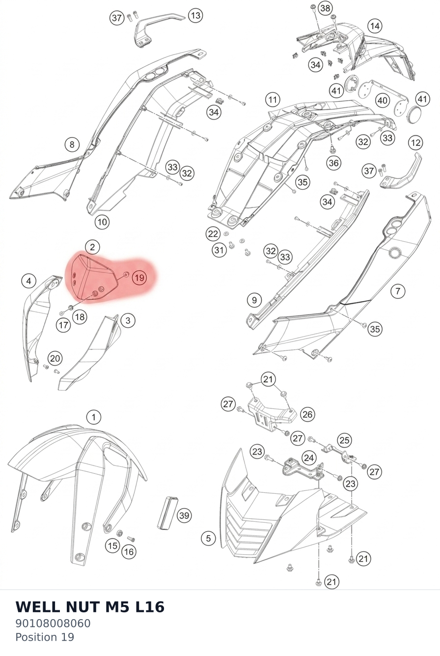 Diagram preview: WELL NUT M5 L16 (90108008060)