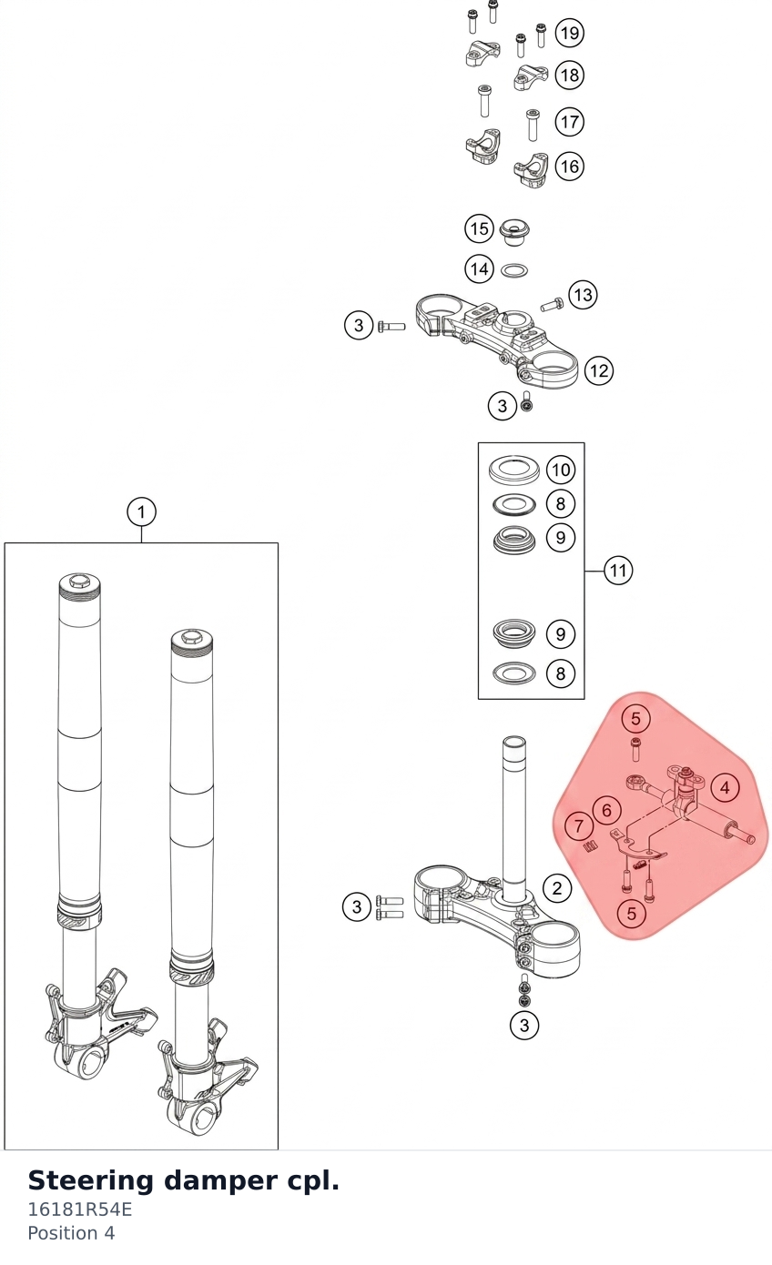 Diagram preview: Steering damper cpl. (16181R54E)