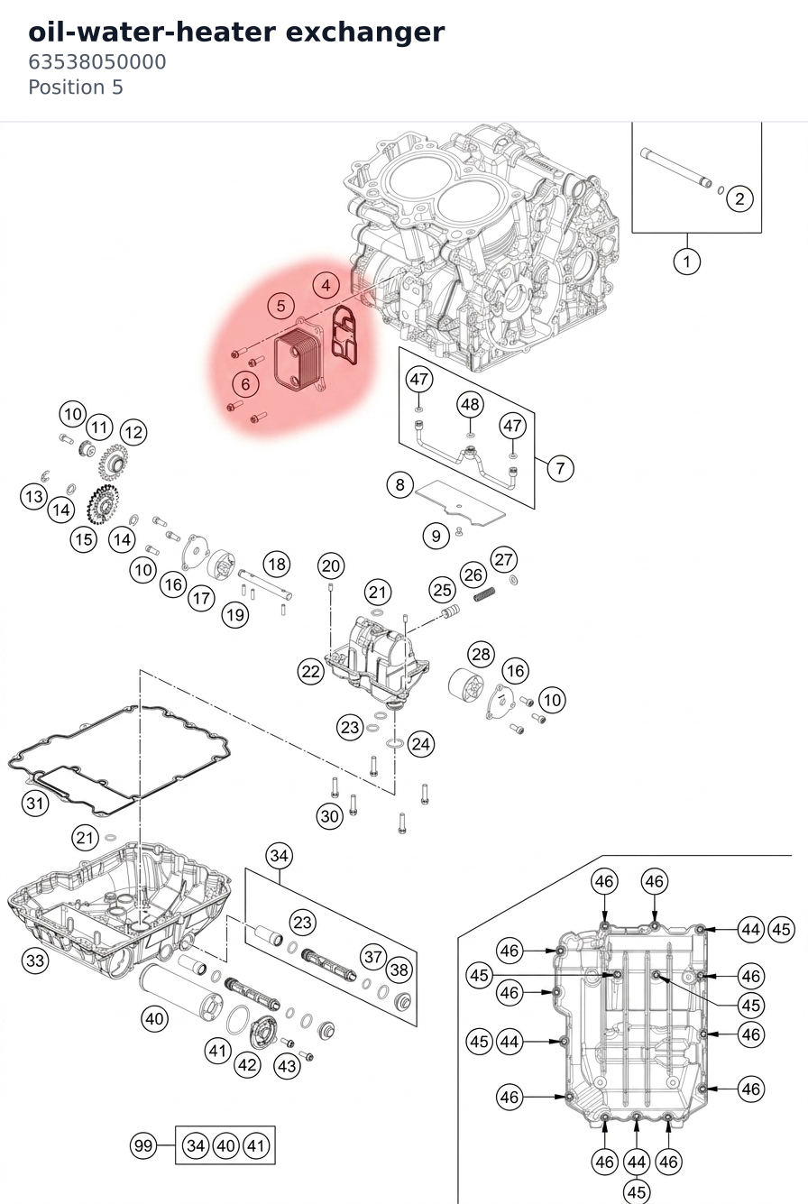Diagram preview: oil-water-heater exchanger (63538050000)