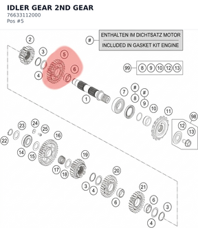 Diagram preview: IDLER GEAR 2ND GEAR (76633112000)