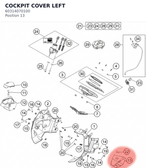 Diagram preview: COCKPIT COVER LEFT (60314070100)