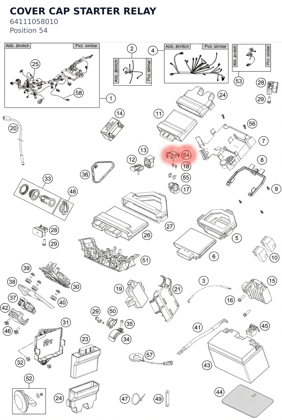 Diagram preview: COVER CAP STARTER RELAY (64111058010)