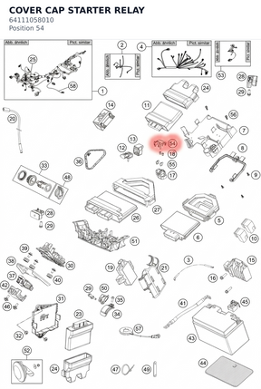 Diagram preview: COVER CAP STARTER RELAY (64111058010)