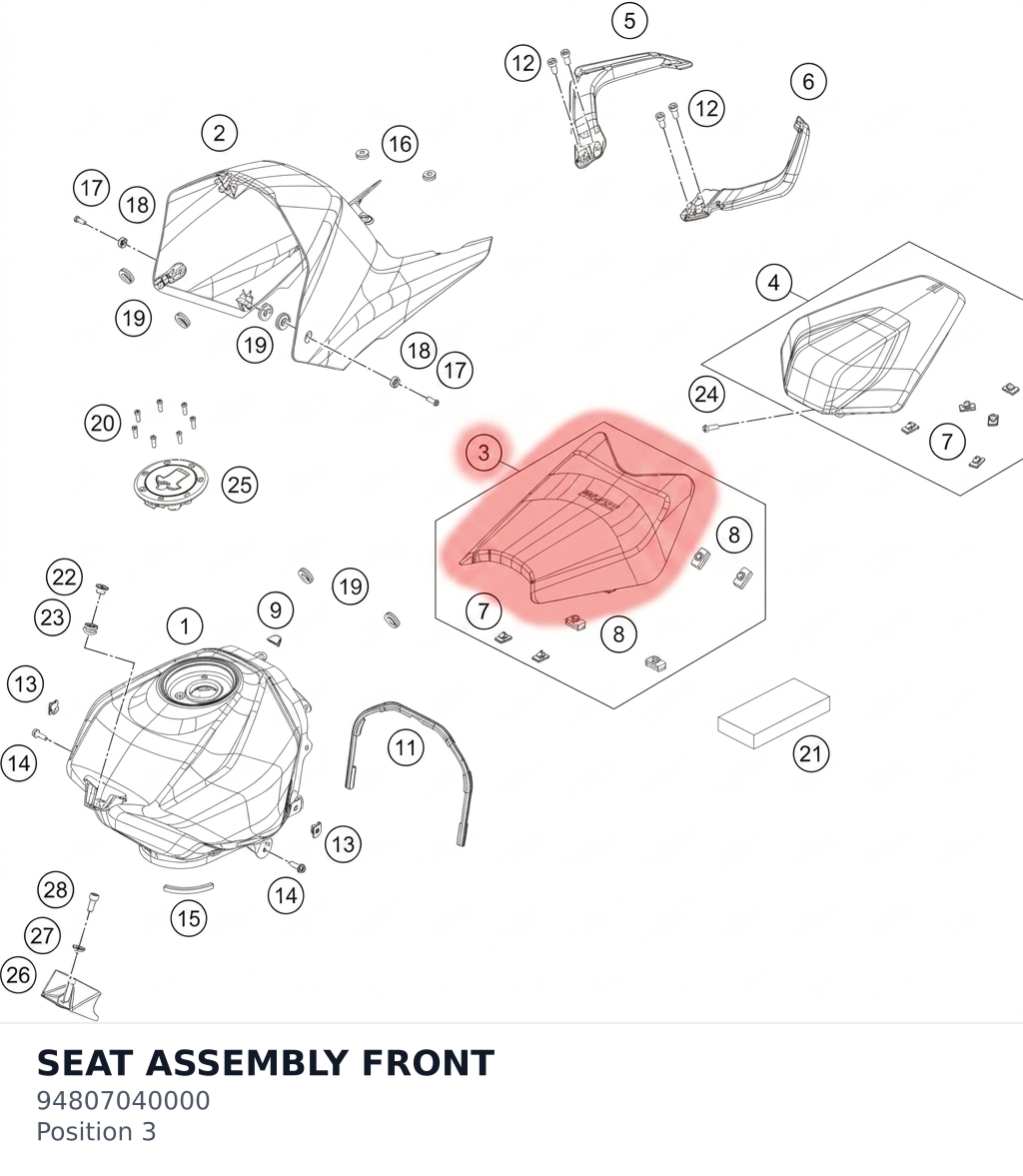 Diagram preview: SEAT ASSEMBLY FRONT (94807040000)