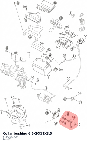 Diagram preview: Collar bushing 6.5X9X18X8.5 (61342041000)
