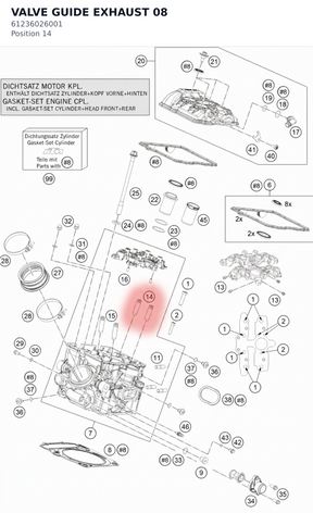 Diagram preview: VALVE GUIDE EXHAUST         08 (61236026001)