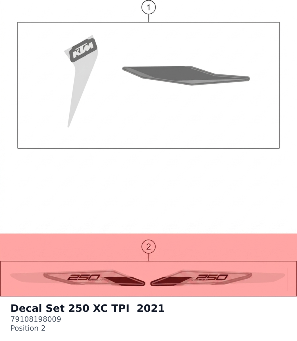 Diagram preview: Decal Set 250 XC TPI  2021 (79108198009)