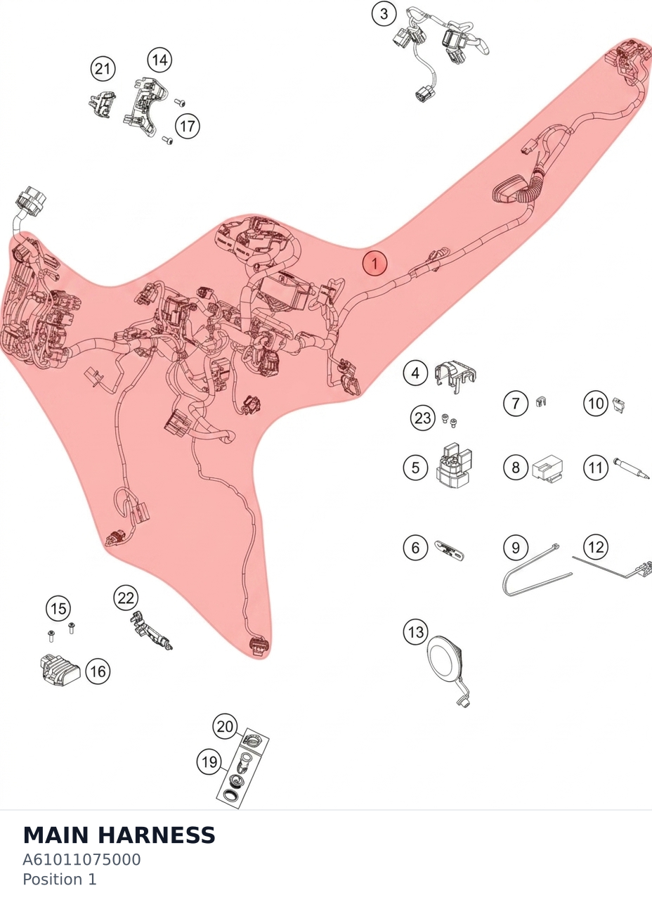Diagram preview: MAIN HARNESS (A61011075000)